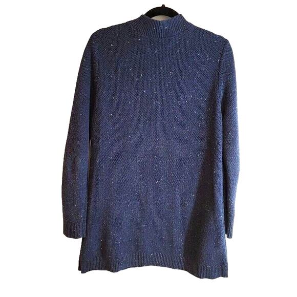 Lands' End Women's Blue Quarter Zip Mock Neck Sweater Sz M - Picture 3 of 9